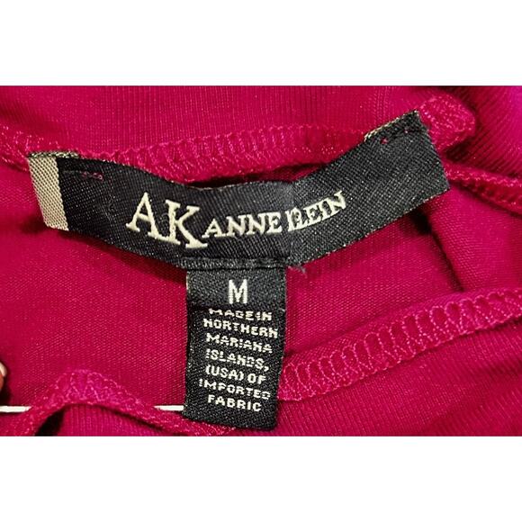 AK Anne Klein Hot Pink Funnel Neck 3/4 Sleeve Modal Spandex Top - Picture 6 of 7